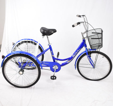 Amla -Three wheel bike, size 26,blue--املا - دراجة ثلاث عجل مقاس 26 ازرق